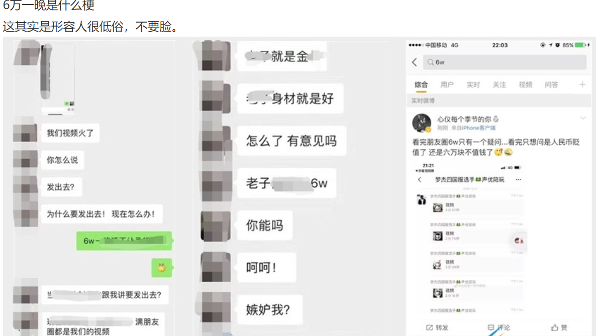 抖音网红6万一晚的6w姐是什么梗,6w一晚视频是真的吗